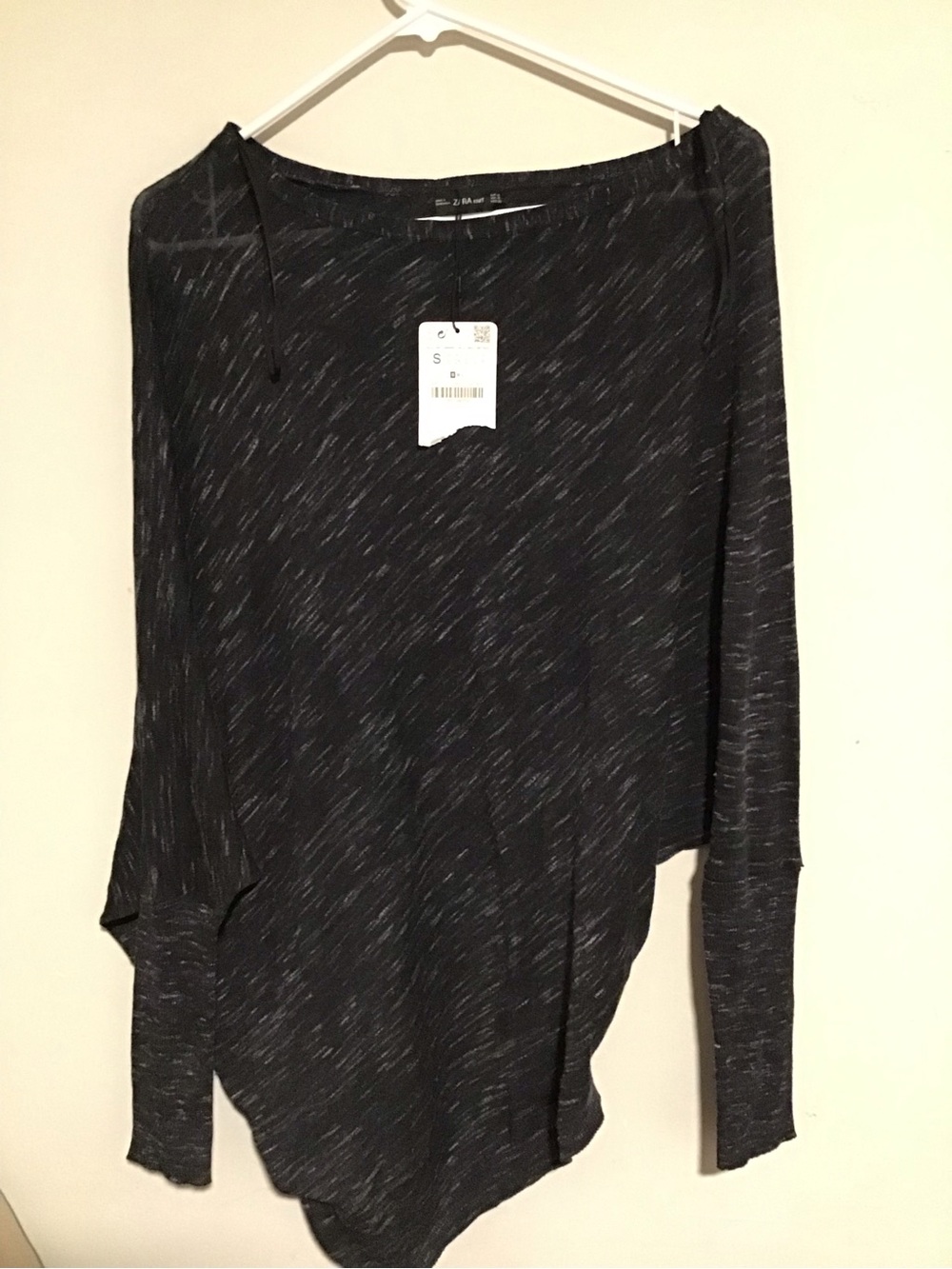 Zara Black Marled Long Sleeve Top